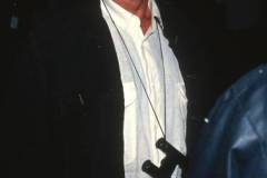 American actor Jack Nicholson, a pair of binoculars around his neck, attends a premiere of 'Batman' at the Mann Bruin Theater, Westwood, California, June 19, 1989. (Photo by Ron Galella, Ltd./Ron Galella Collection via Getty Images)