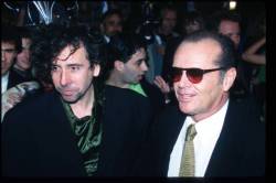 288329 10: Director Tim Burton and actor Jack Nicholson attend the premiere of "Mars Attacks" at Mann