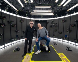 Wednesday. (L to R) Executive Producer/Director Tim Burton, Christopher Lloyd on the set of Wednesday season 2. Cr. Adam Rose/Netflix © 2025